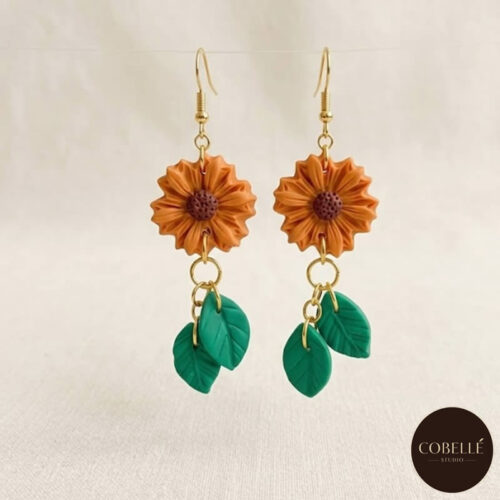 Terracotta Bloom Leaf Earrings